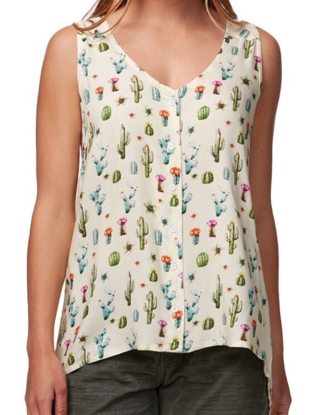 Kavu Beryl Tank Top, Desert Cactus print, Size Small